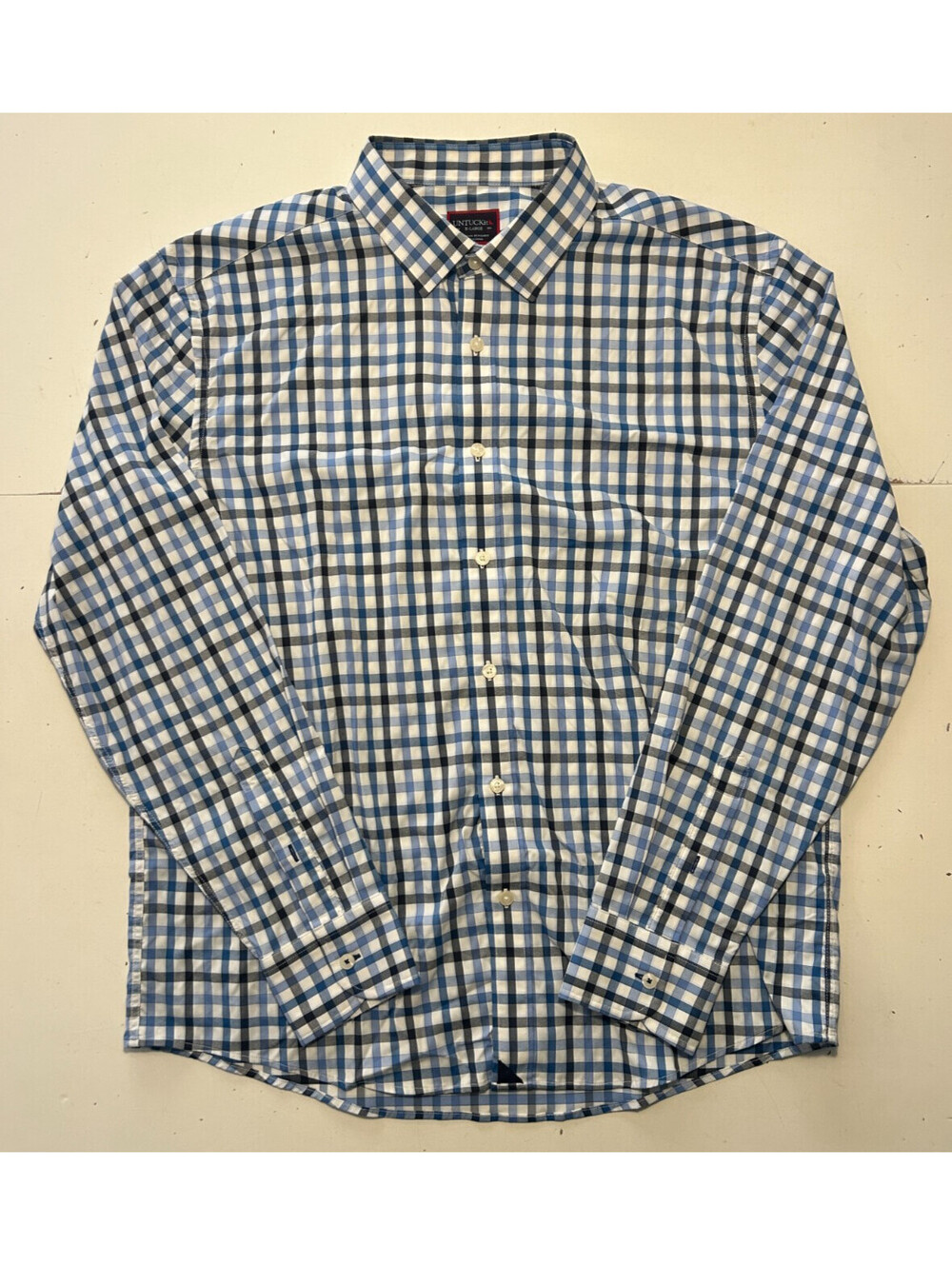 UNTUCKit Mezzacorona Men's XL Blue/White Check Long Sleeve Button-Up